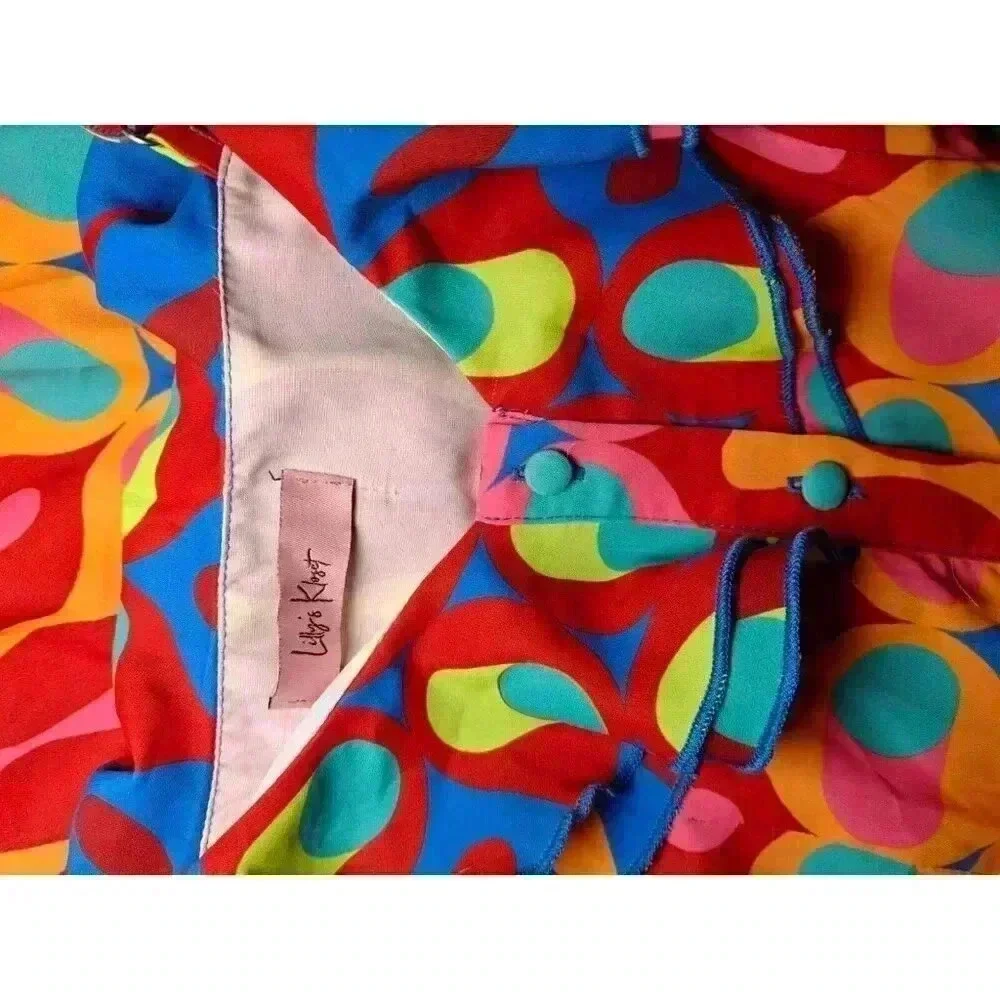 Vintage Psychedelic Ruffle Mini Dress Y2K Festival Rave Coachella S